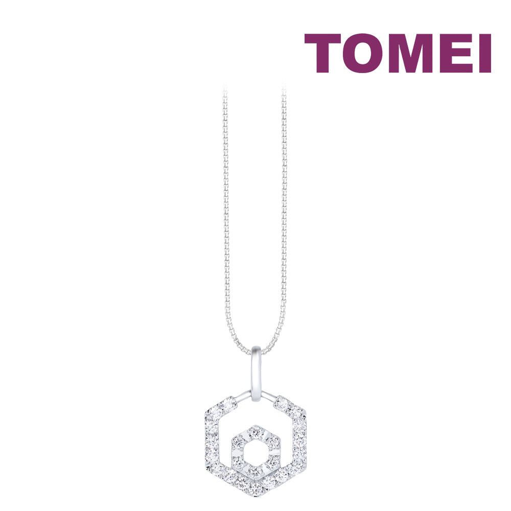 TOMEI Diamond Pendant Set, White Gold 585