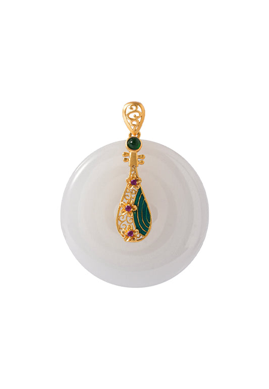 TOMEI Nephrite Collection Lute Pendant, Yellow Gold 750