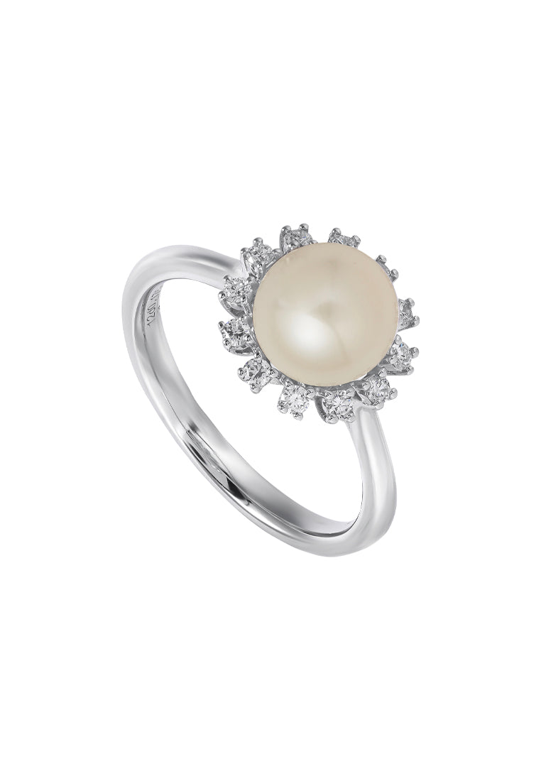 TOMEI Pearl Ring, White Gold 585