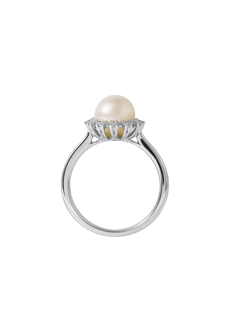 TOMEI Pearl Ring, White Gold 585