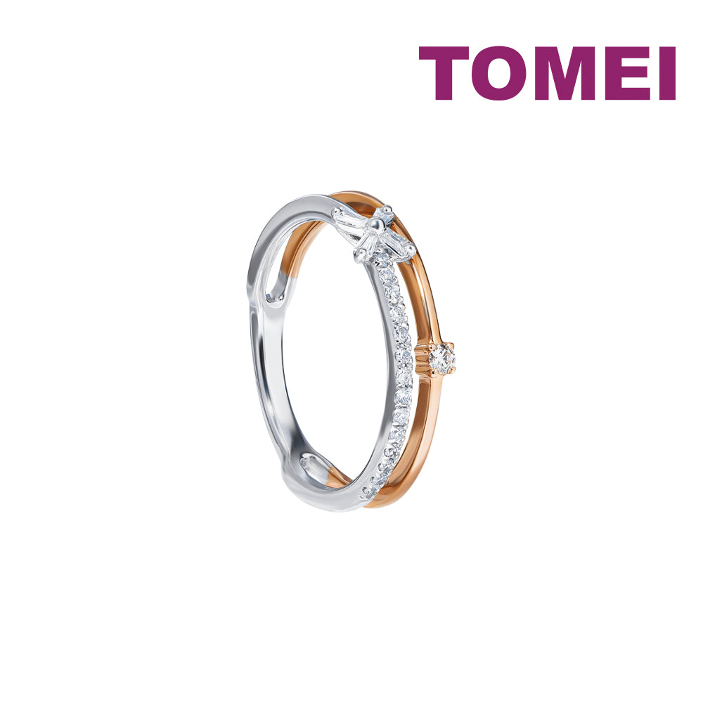 TOMEI Eternal Twine Collection Diamond Ring, White+Rose Gold 585
