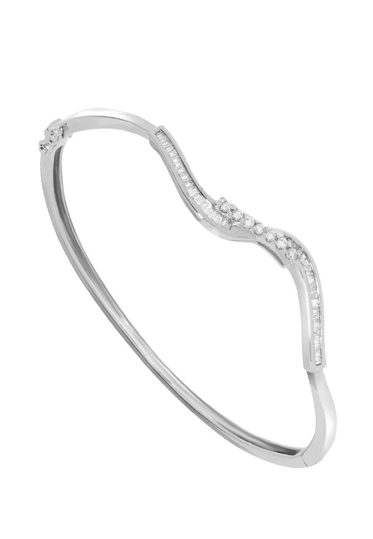 TOMEI Wave Bangle, Diamond White Gold 750