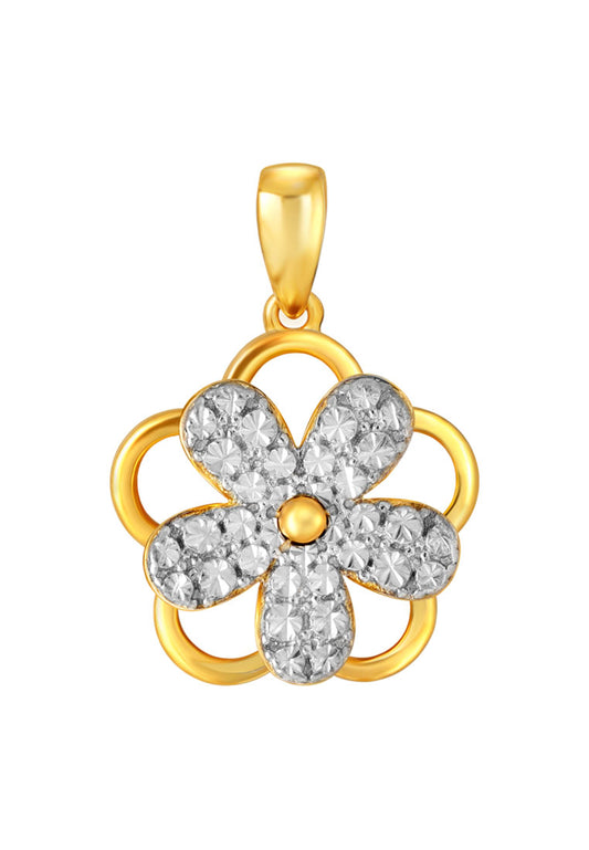 TOMEI Diamond Cut Collection Spinning Flower Pendant, Yellow Gold 916