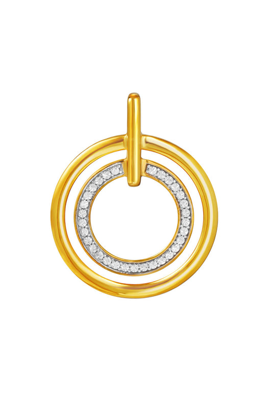 TOMEI Diamond Cut Collection Circular Pendant, Yellow Gold 916