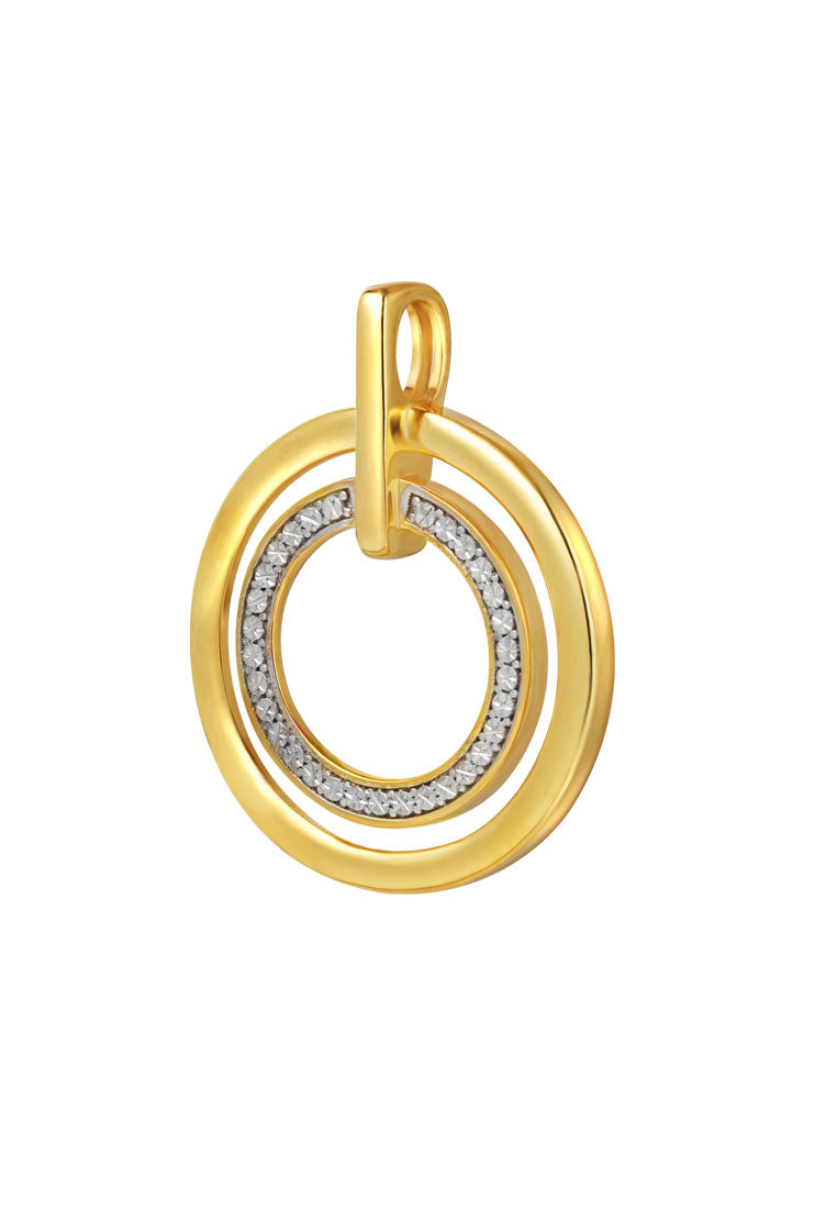 TOMEI Diamond Cut Collection Circular Pendant, Yellow Gold 916