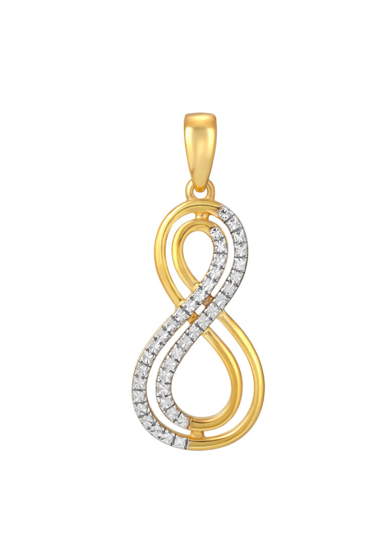 TOMEI Diamond Cut Collection Infinity Pendant, Yellow Gold 916
