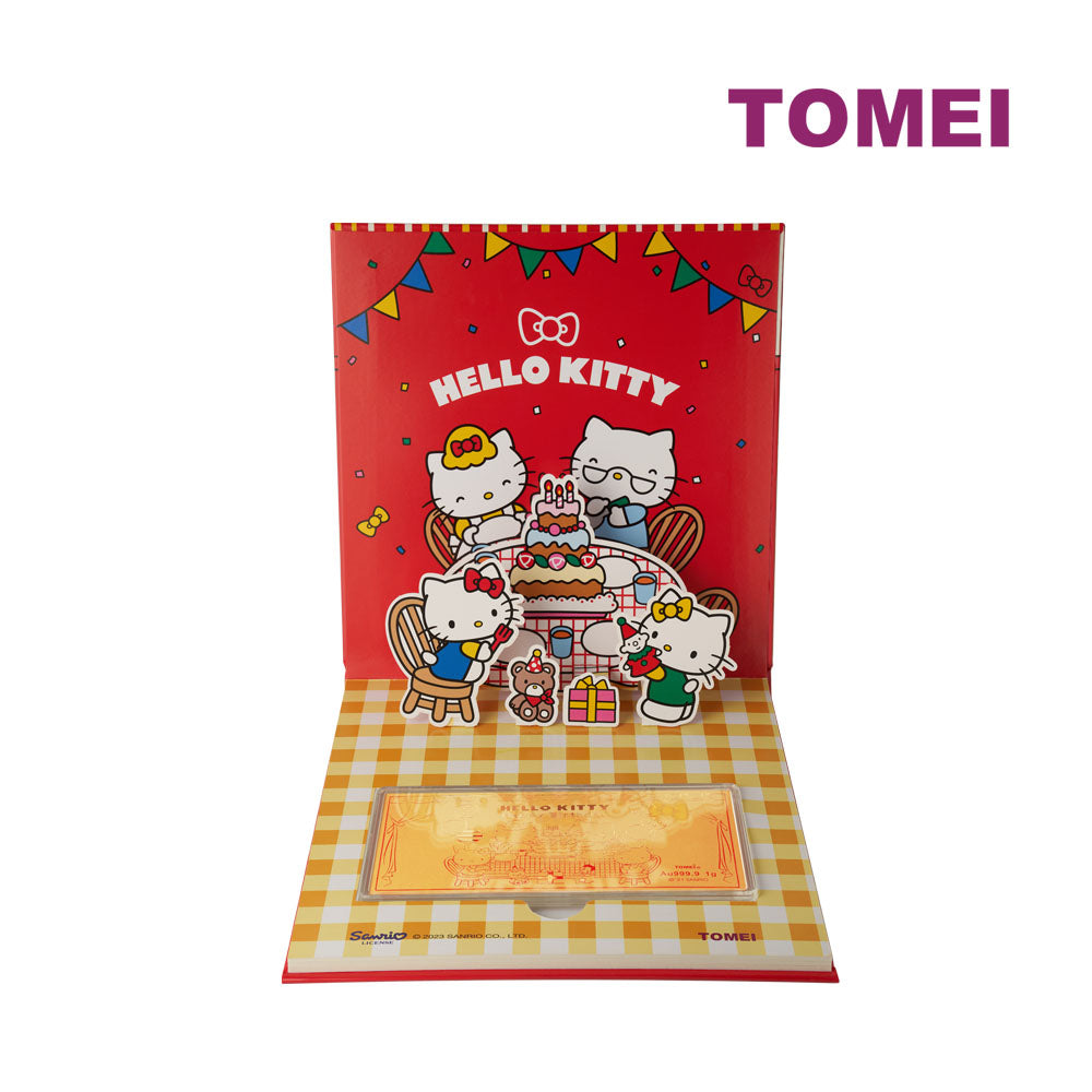 TOMEI X SANRIO Hello Kitty Happy Birthday Gold Foil 1G, Yellow Gold 9999