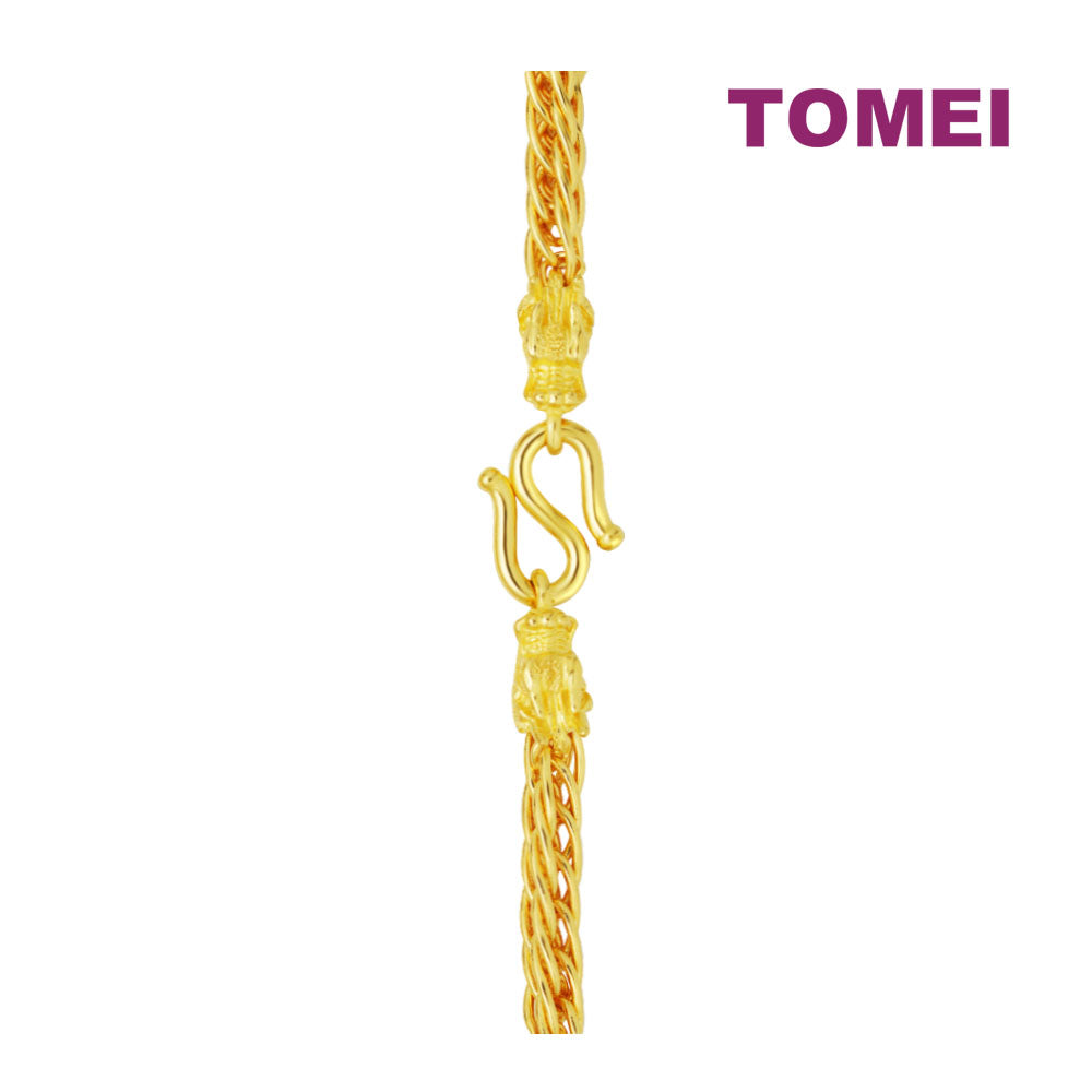 TOMEI Round Cable Bracelet, Yellow Gold 999