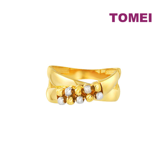 TOMEI Lusso Italia Dual-Tone Beads Ring, Yellow Gold 916