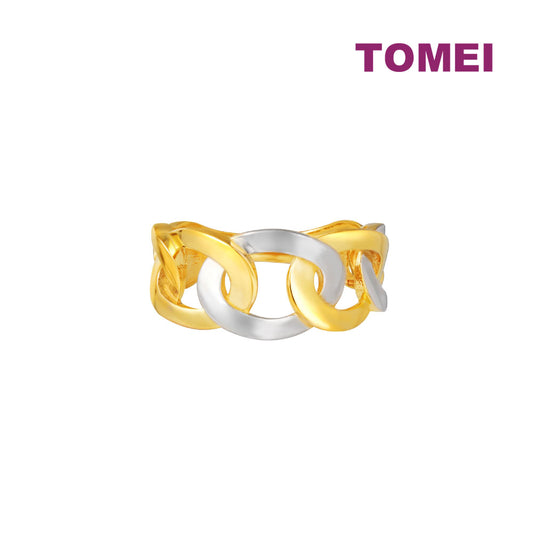 TOMEI Lusso Italia Dual-Tone Linked Ring, Yellow Gold 916