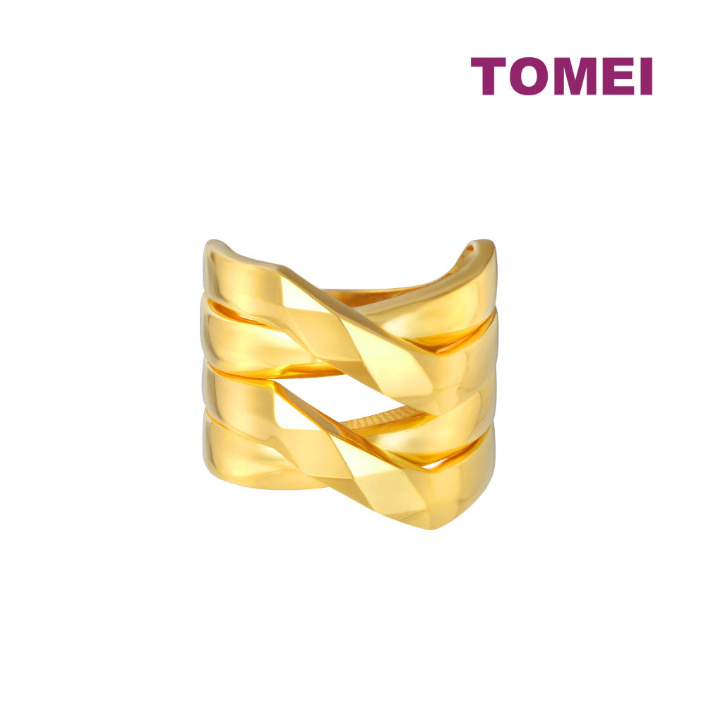 TOMEI Lusso Italia Criss-Cross Ring, Yellow Gold 916