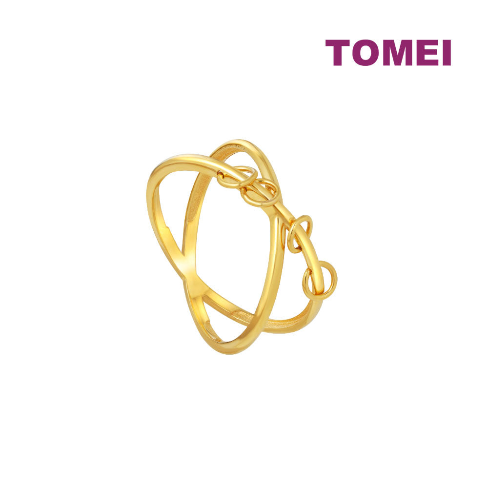 TOMEI Lusso Italia Cross Chains Ring, Yellow Gold 916