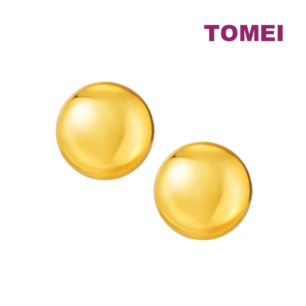 TOMEI Lusso Italia Classic Round Stud Earrings, Yellow Gold 916