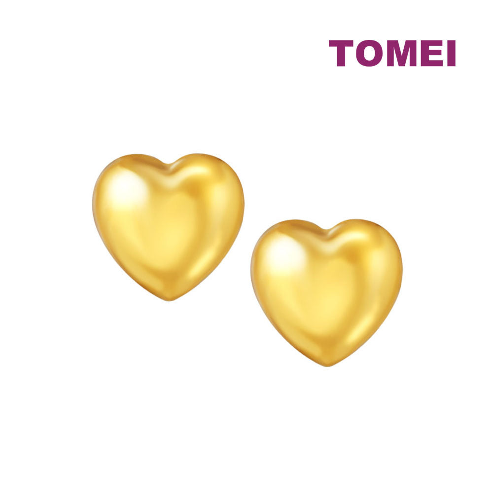TOMEI Lusso Italia Heart Stud Earrings, Yellow Gold 916