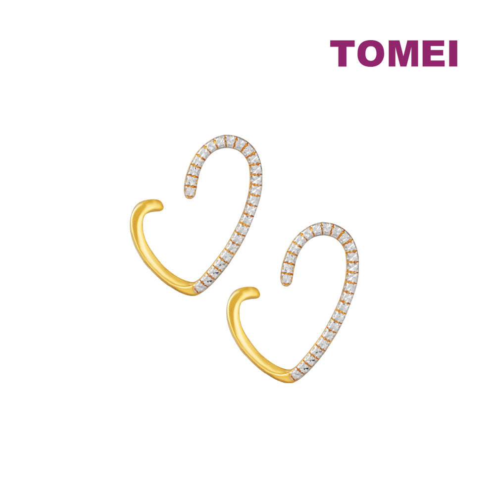 TOMEI Diamond Cut Collection Love Earrings, Yellow Gold 916