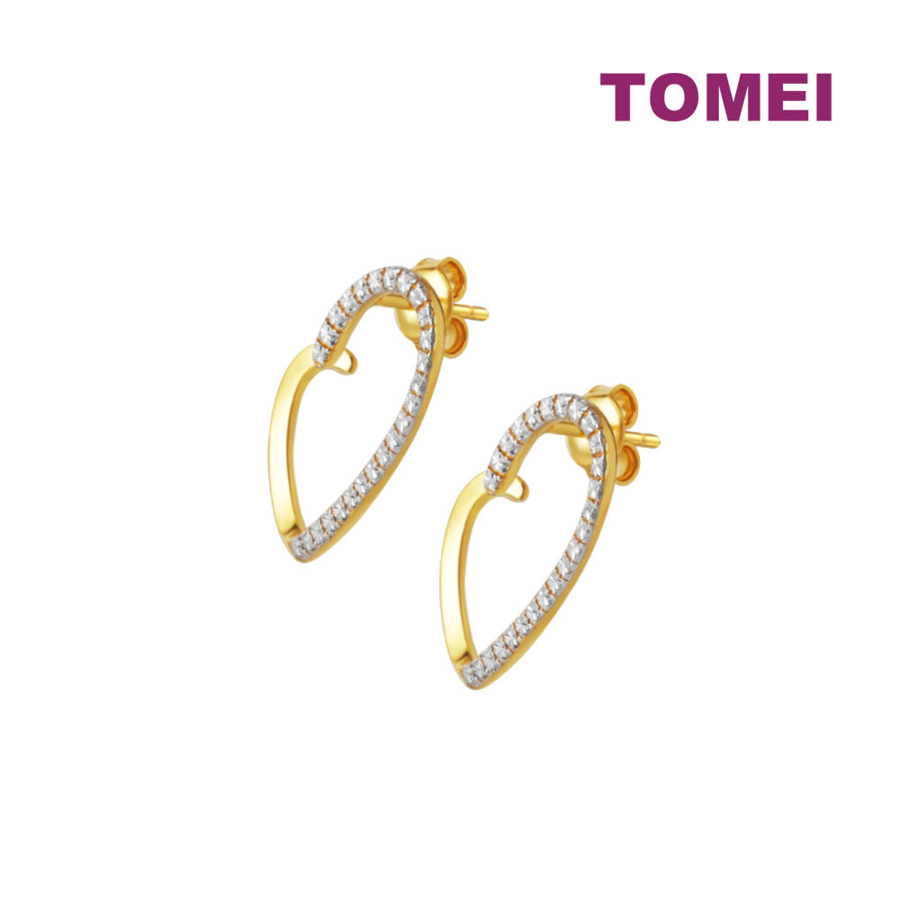TOMEI Diamond Cut Collection Love Earrings, Yellow Gold 916
