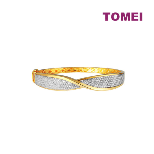 TOMEI Diamond Cut Collection Criss-Cross Bangle, Yellow Gold 916