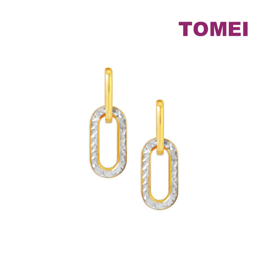 TOMEI Lusso Italia Dual-Tone Dangling Earrings, Yellow Gold 916