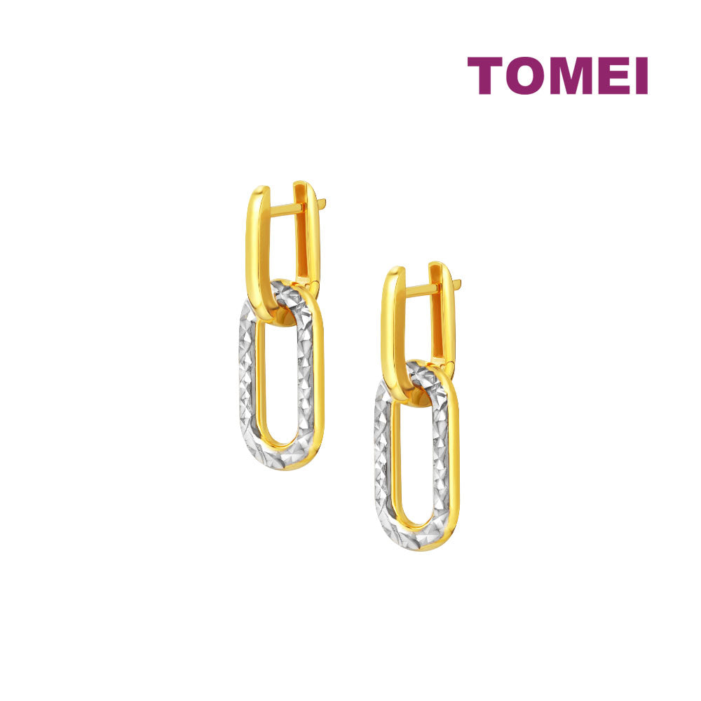 TOMEI Lusso Italia Dual-Tone Dangling Earrings, Yellow Gold 916