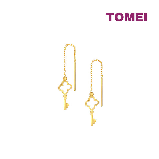 TOMEI Lusso Italia Flower Key Earrings, Yellow Gold 916