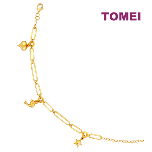TOMEI Lusso Italia Dolphin & Star Bracelet, Yellow Gold 916