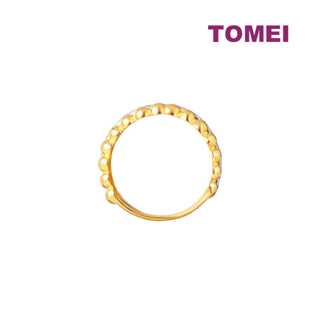 TOMEI Dual-Tone Ring With Beads, Yellow Gold 916
