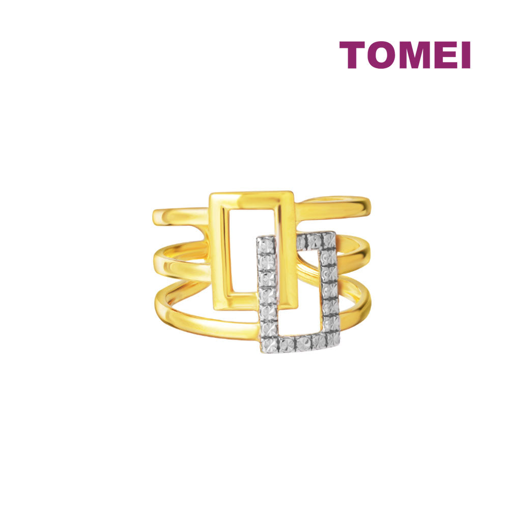TOMEI Diamond Cut Collection Geometrical Ring, Yellow Gold 916