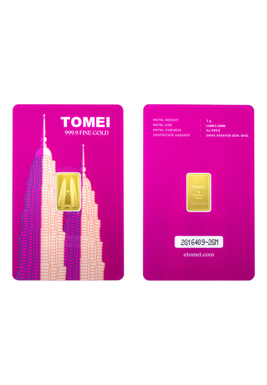 [TOMEI Exclusive]Twin Towers Gold Bar 2G | Fine Gold 9999
