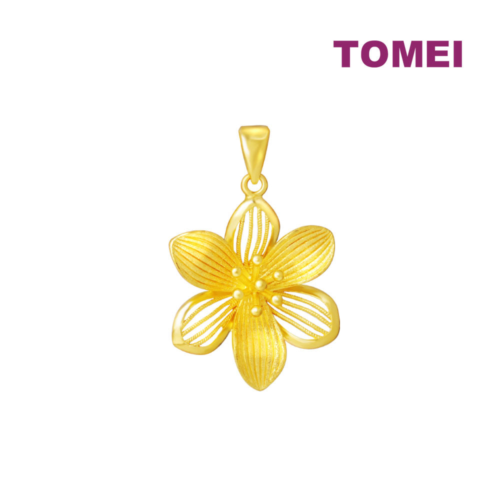 TOMEI Blooming Flower Pendant, Yellow Gold 999