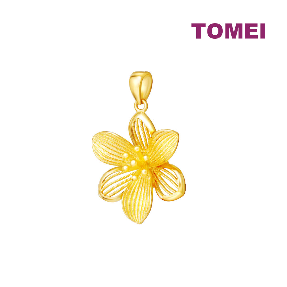 TOMEI Blooming Flower Pendant, Yellow Gold 999