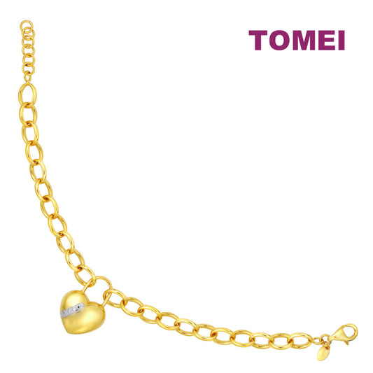 TOMEI Dual-Tone Love Lock Bracelet, Yellow Gold 916
