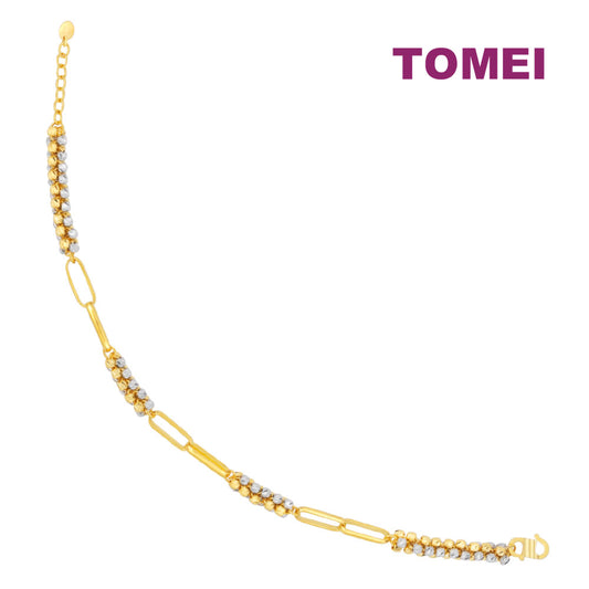 TOMEI Dual-Tone Laser Bead Linked Bracelet, Yellow Gold 916