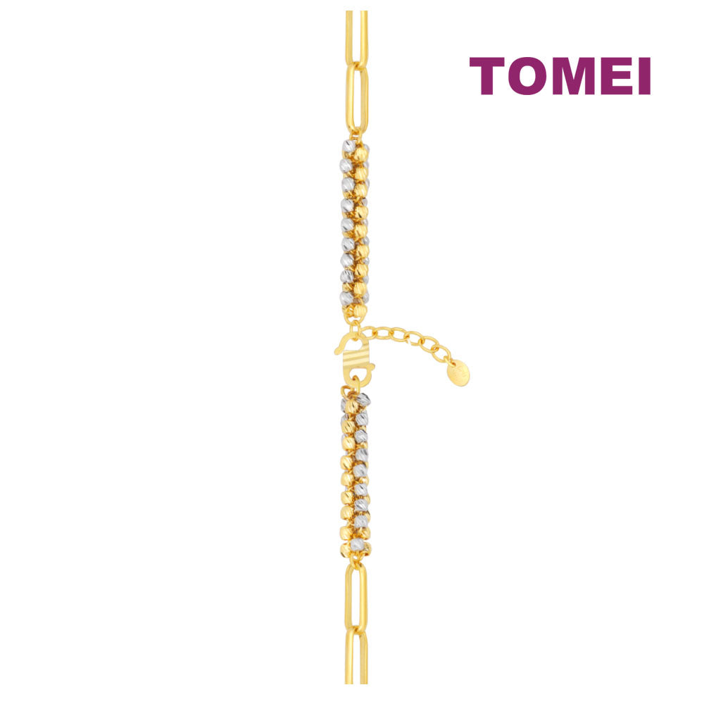TOMEI Dual-Tone Laser Bead Linked Bracelet, Yellow Gold 916