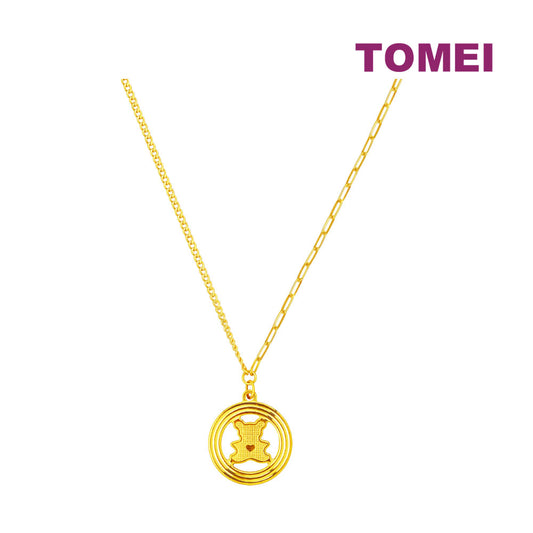 TOMEI Bear In Love Necklace, Yellow Gold 999