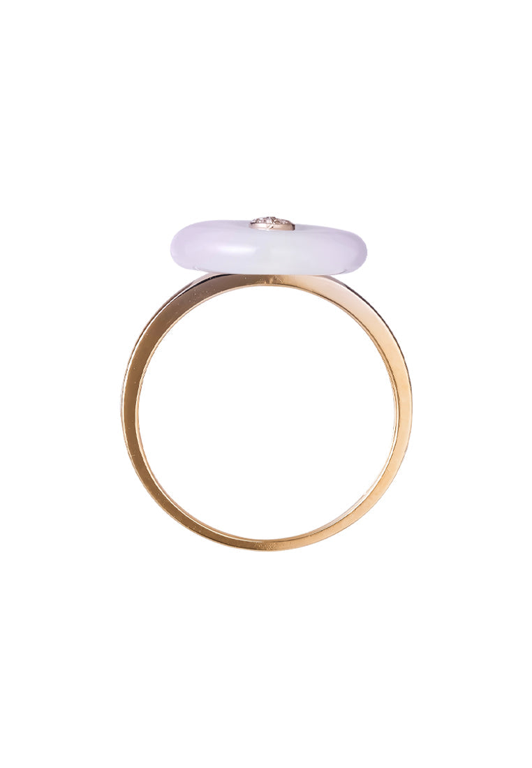 TOMEI Violet Jade Ring, Yellow Gold 750