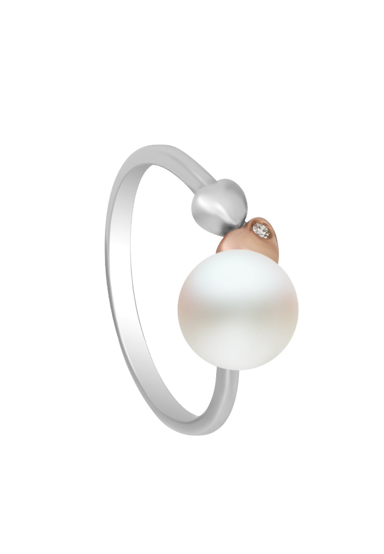 TOMEI Pearlette Ring, White+Rose Gold 375