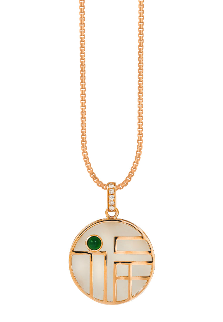 TOMEI Nephrite Collection Fu-Zi Pendant, Rose Gold 750