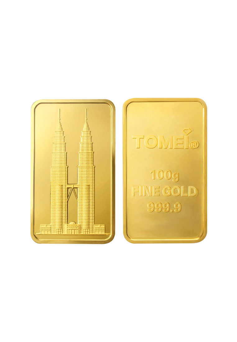 [Tomei Exclusive] KLCC Twin Towers Gold Bar 100 Grams Fine Gold 9999