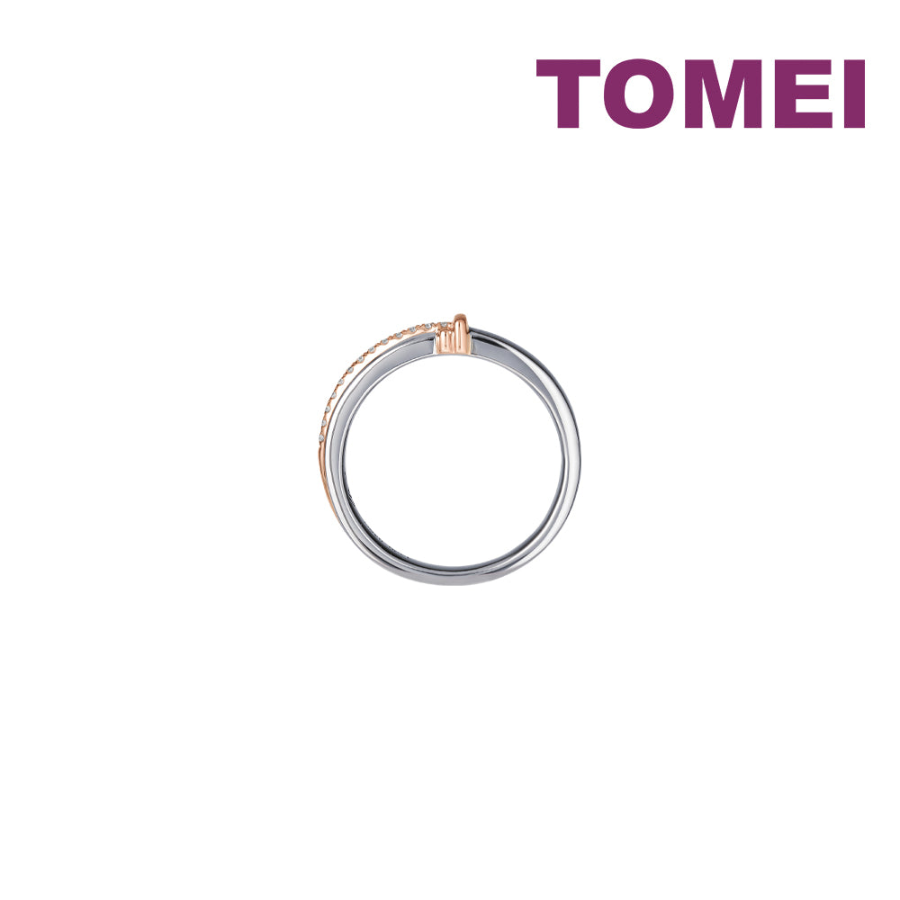 TOMEI【爱的羁绊】Evermore Couple Ring, White+Rose Gold 750