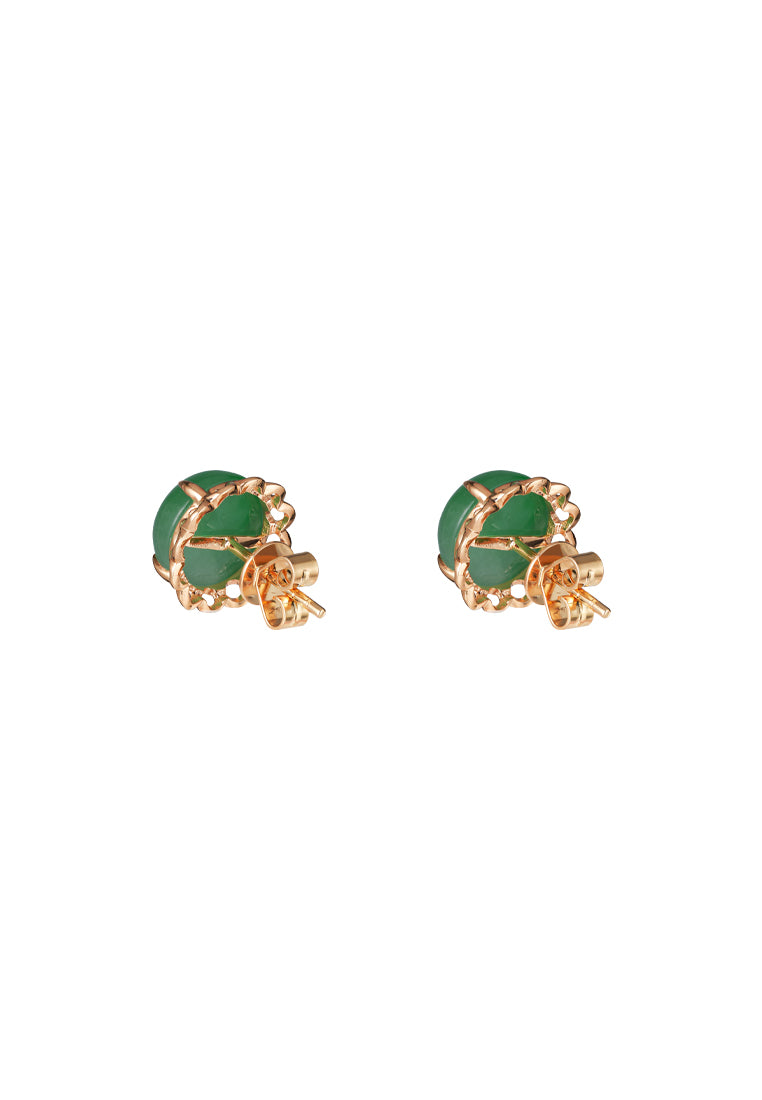 TOMEI Green Jade Blooming Earrings, Yellow Gold 750
