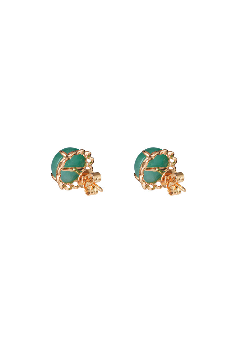 TOMEI Green Jade Blooming Earrings, Yellow Gold 750