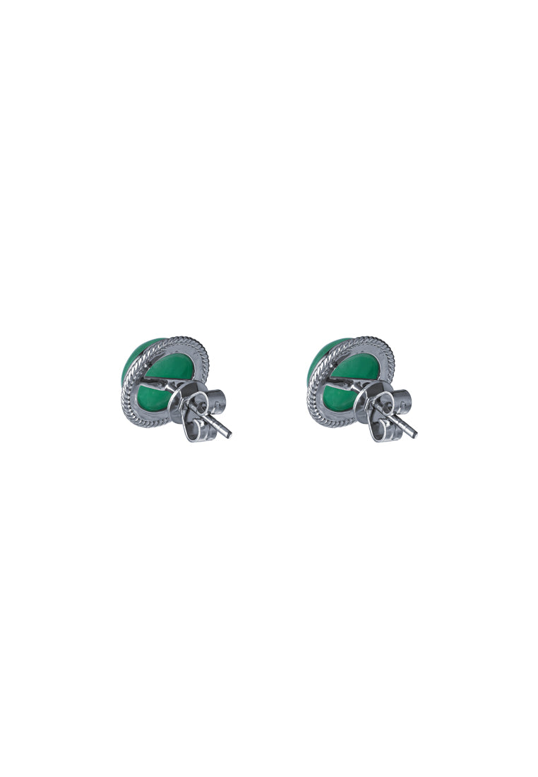 TOMEI Green Jade Circular Earrings, White Gold 750