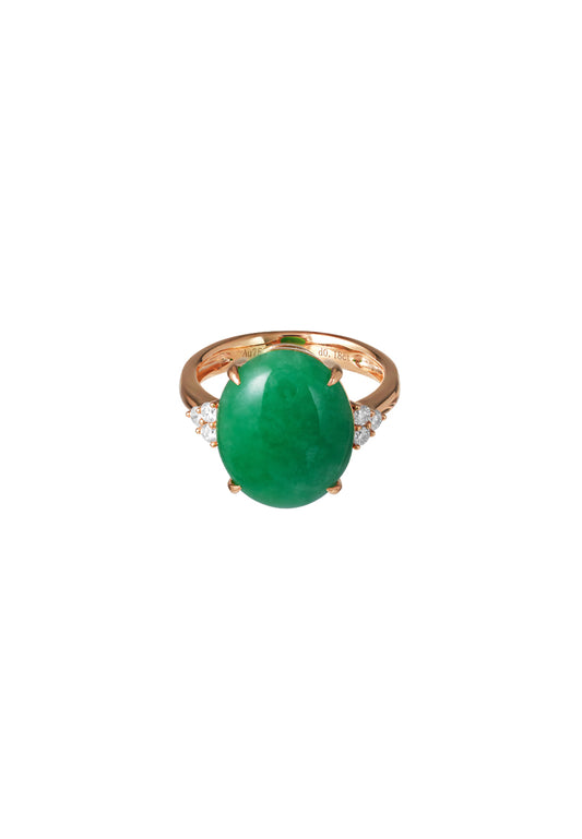 TOMEI Elliptical Jade Diamond Ring, White Gold 750