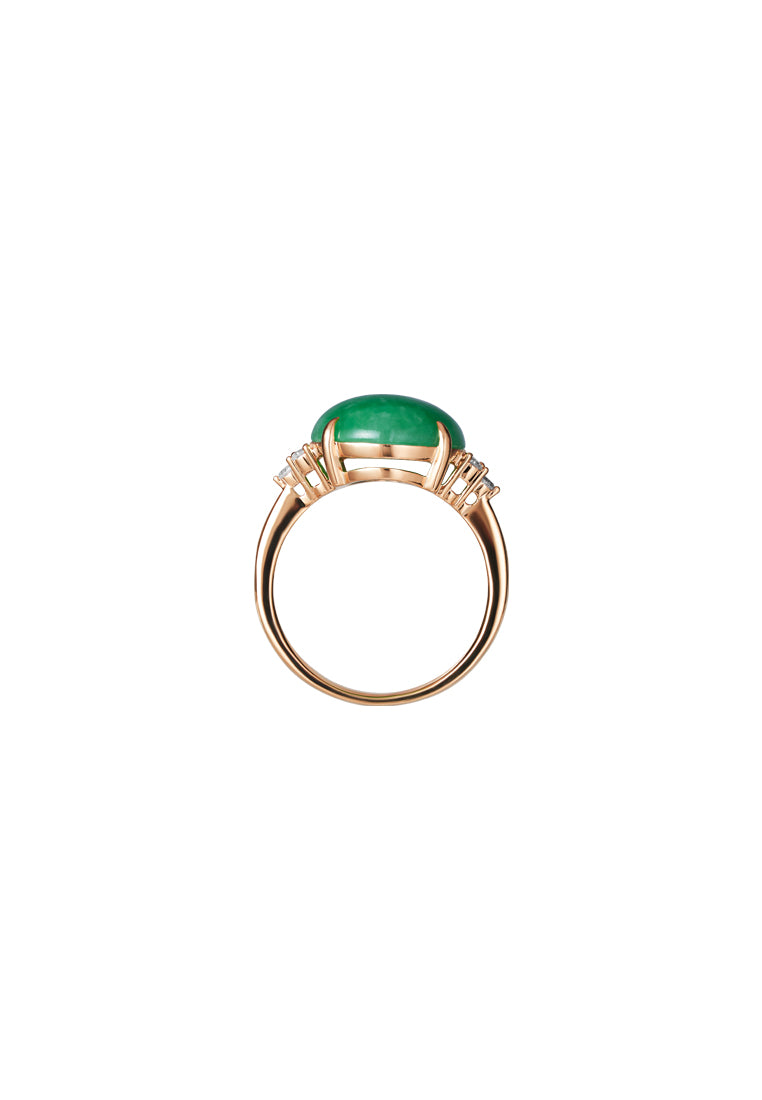 TOMEI Elliptical Jade Diamond Ring, White Gold 750