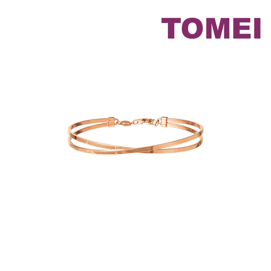 TOMEI Rouge Collection Criss Cross Bangle, Rose Gold 750