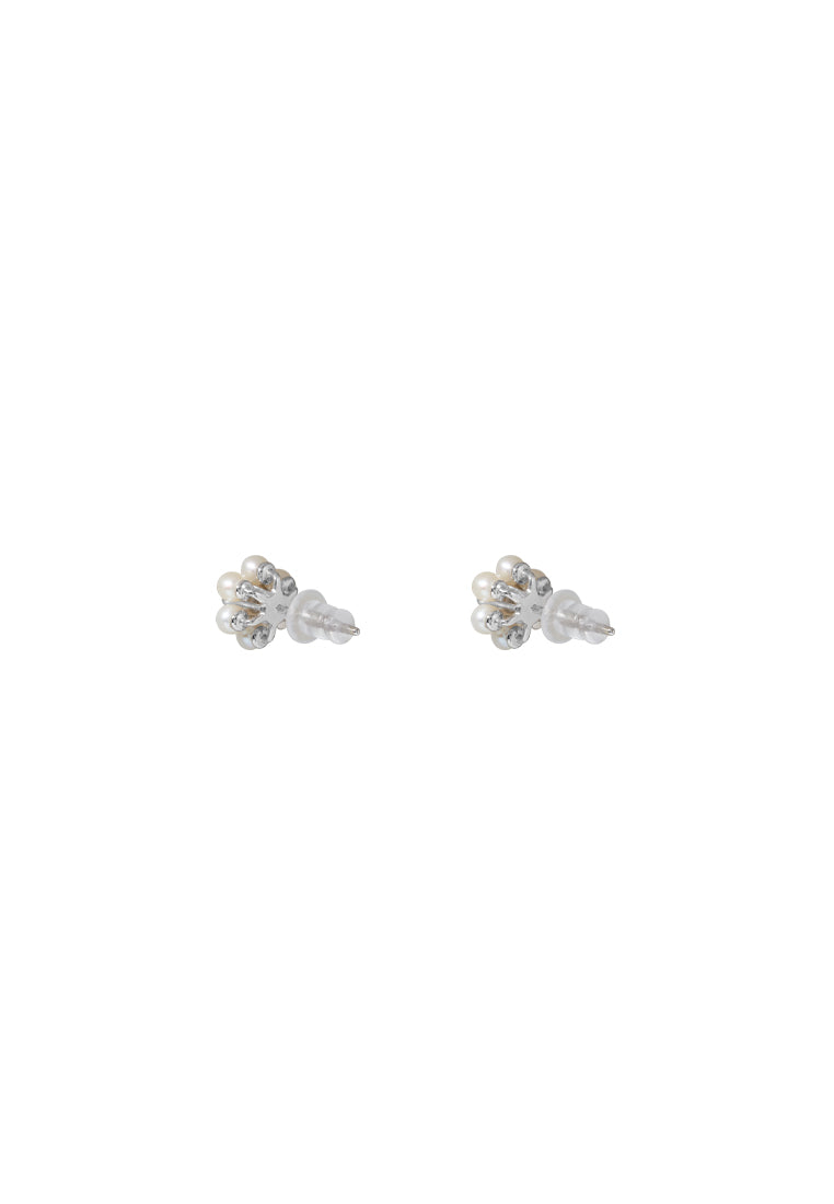 TOMEI Blossoming Pearl Earrings, Silver