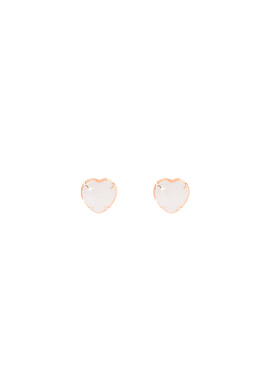 TOMEI Heart Shape Nephrite Earrings, Rose Gold 750