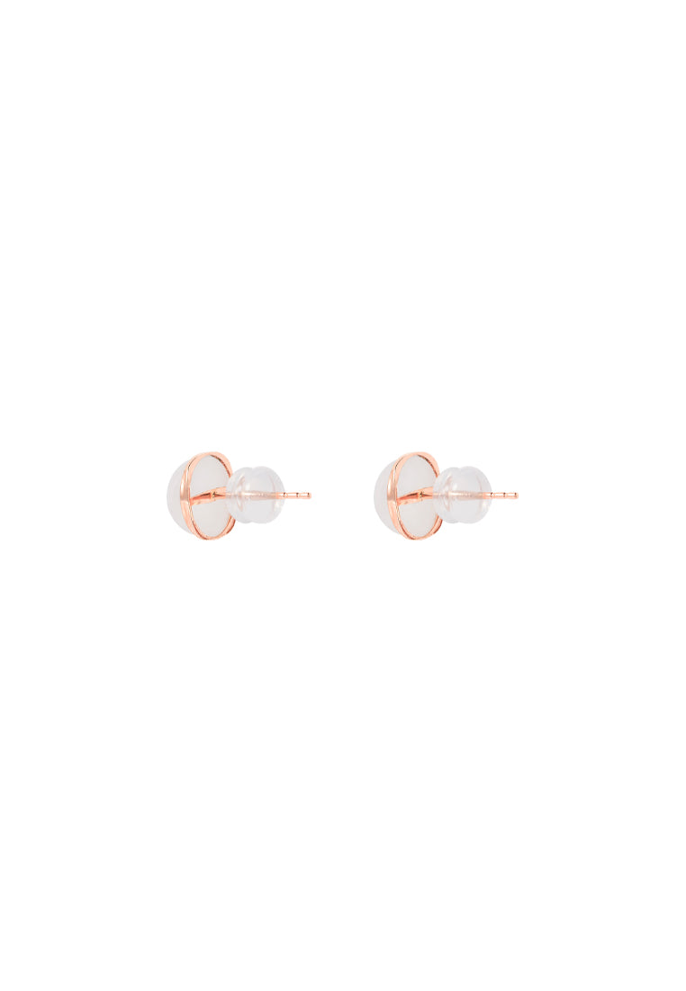 TOMEI Square Shape Nephrite Earrings, Rose Gold 750