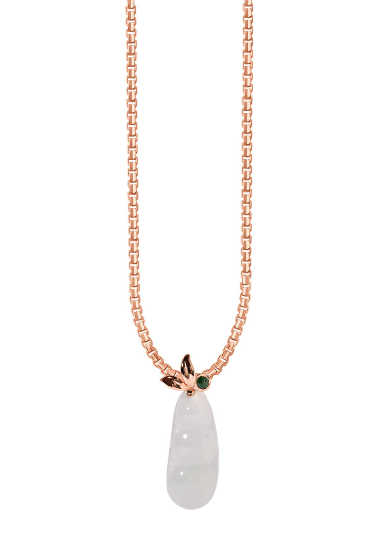 TOMEI Sweet Pea Jade Pendant, Rose Gold 750