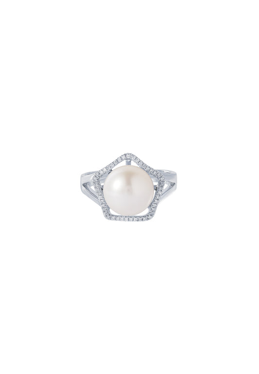 TOMEI Pearl Ring, White Gold 585